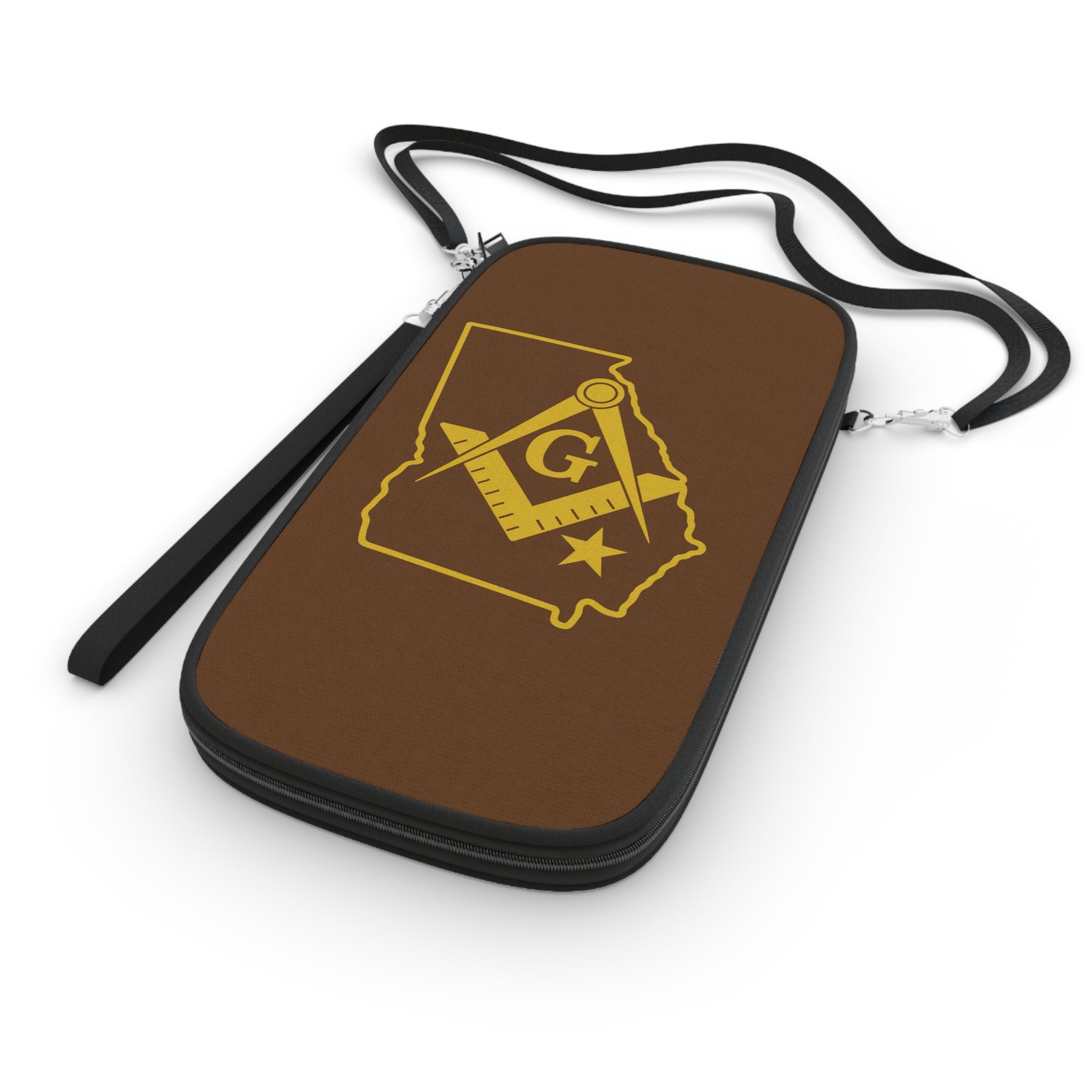 Master Mason Blue Lodge Passport Wallet - Georgia Mason With Shoulder & Wrist Strap - Bricks Masons