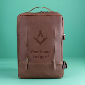 Master Mason Blue Lodge Backpack - Brown Handmade Leather - Bricks Masons