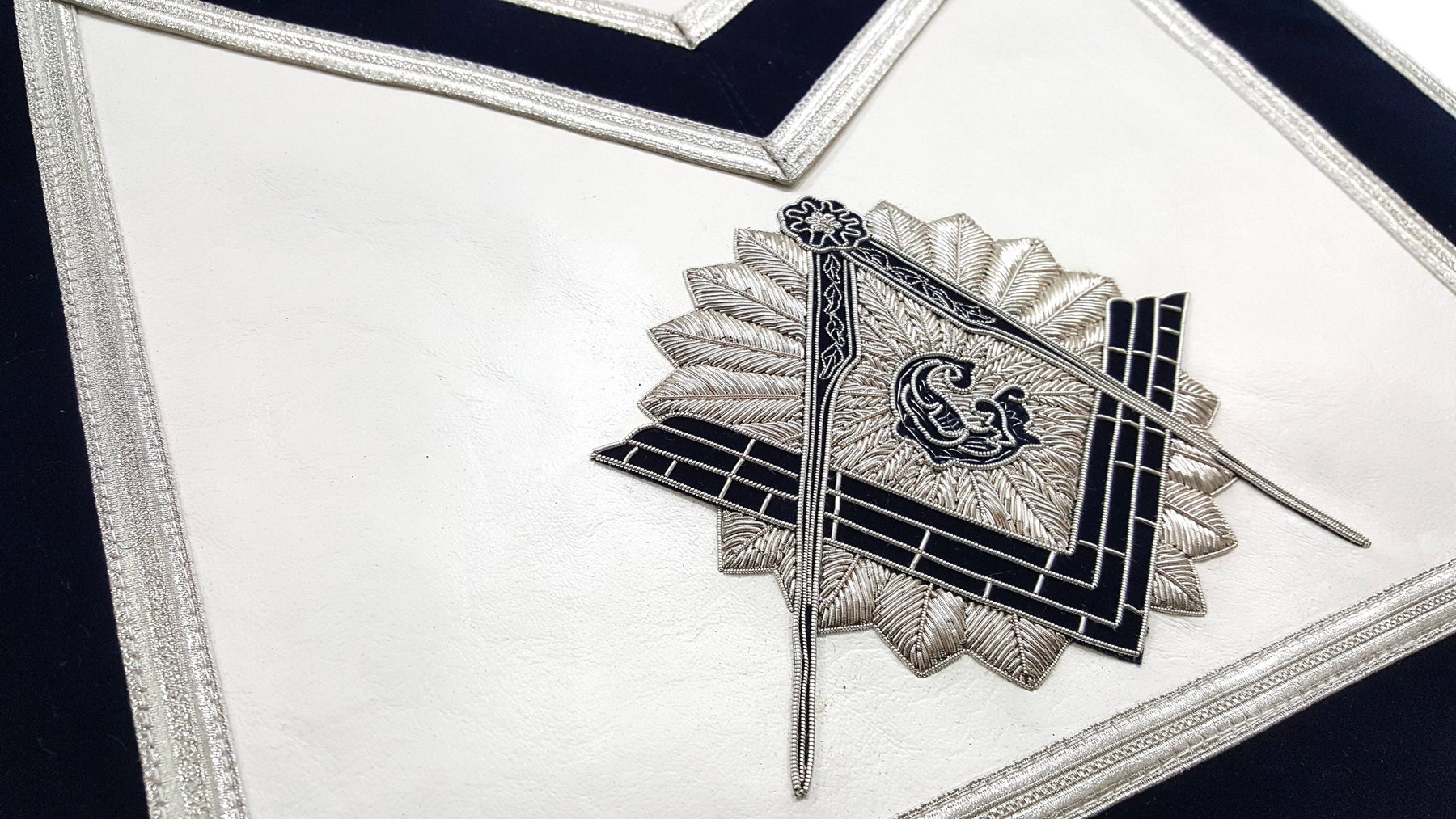 Master Mason Blue Lodge Apron - Navy Blue Hand Embroidery