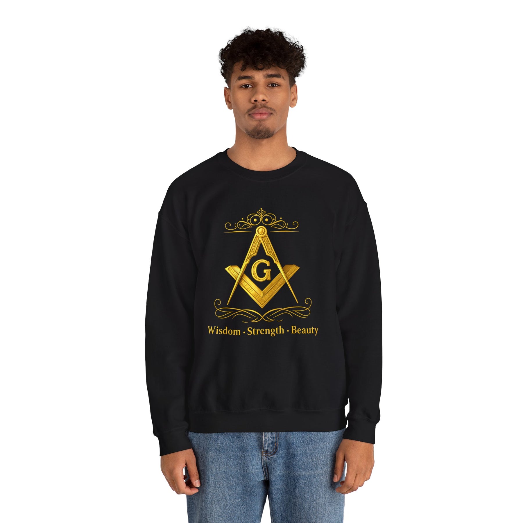 Master Mason Blue Lodge Sweatshirt - Wisdom Strength & Beauty Square & Compass G