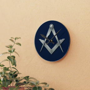 Master Mason Blue Lodge Clock - Blue & Silver Square & Compass - Bricks Masons