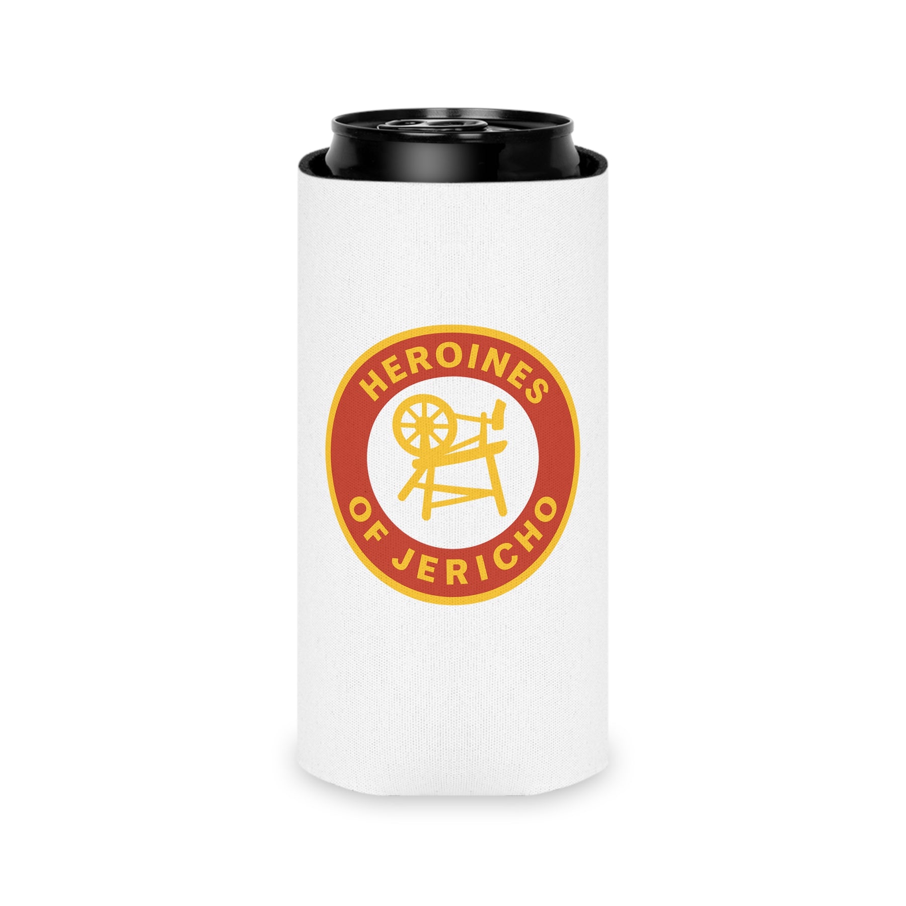 Heroines of Jericho Can Cooler - Red & Yellow Polyester Exterior - Bricks Masons