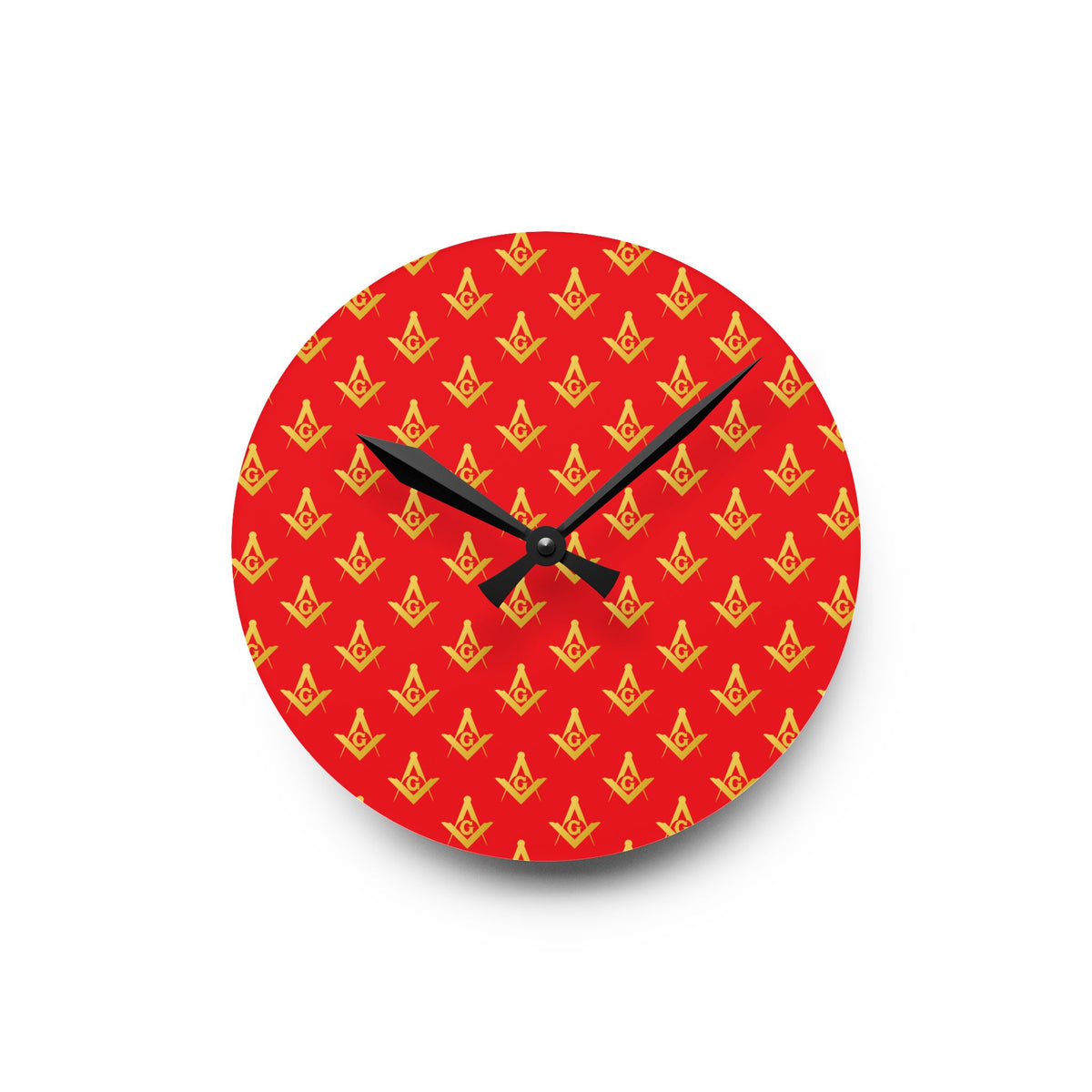 Master Mason Blue Lodge Clock - Gold Square & Compass G Acrylic Wall - Bricks Masons