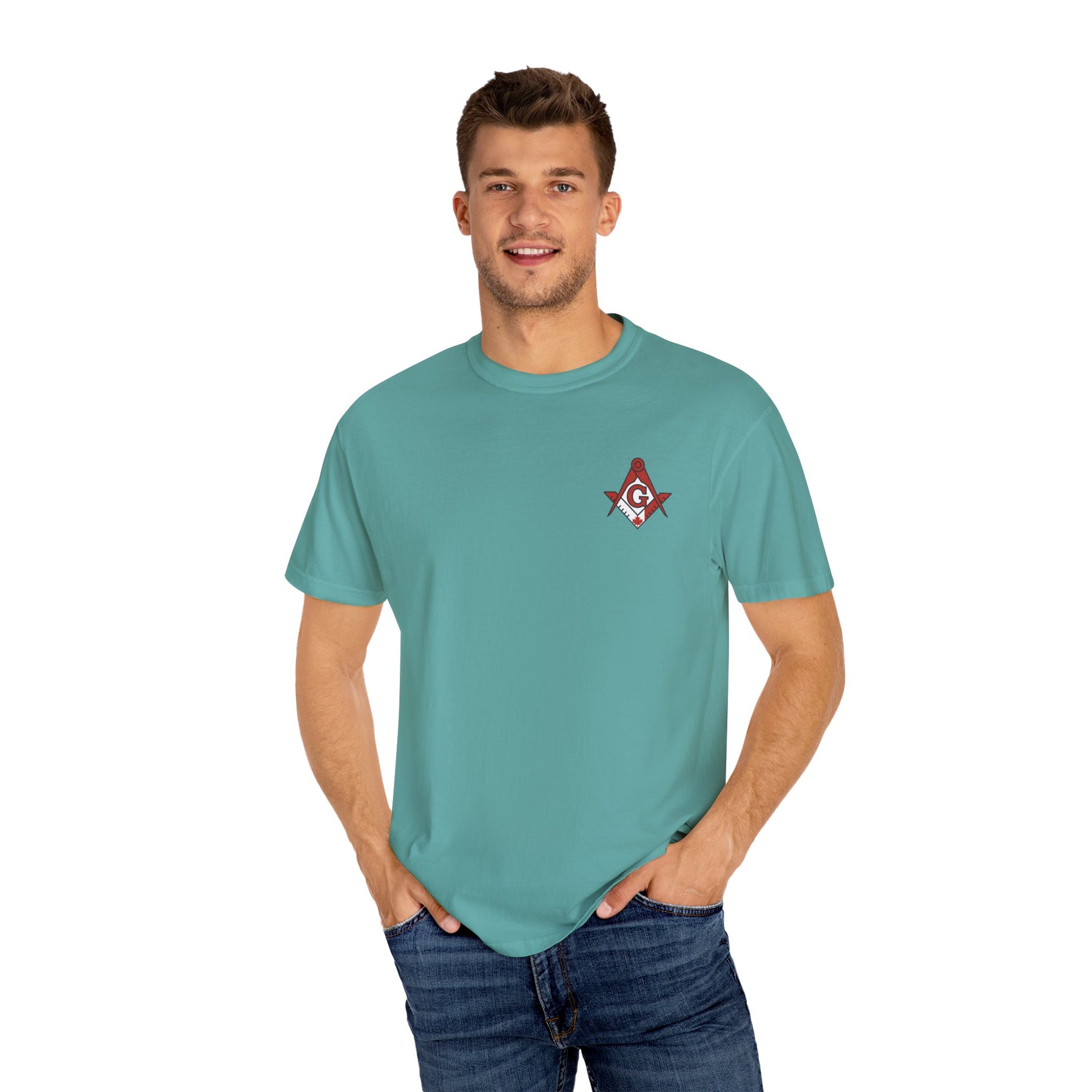 Master Mason Blue Lodge Canada Jurisdiction T-Shirt - Garment-Dyed Tee Various Colors - Bricks Masons