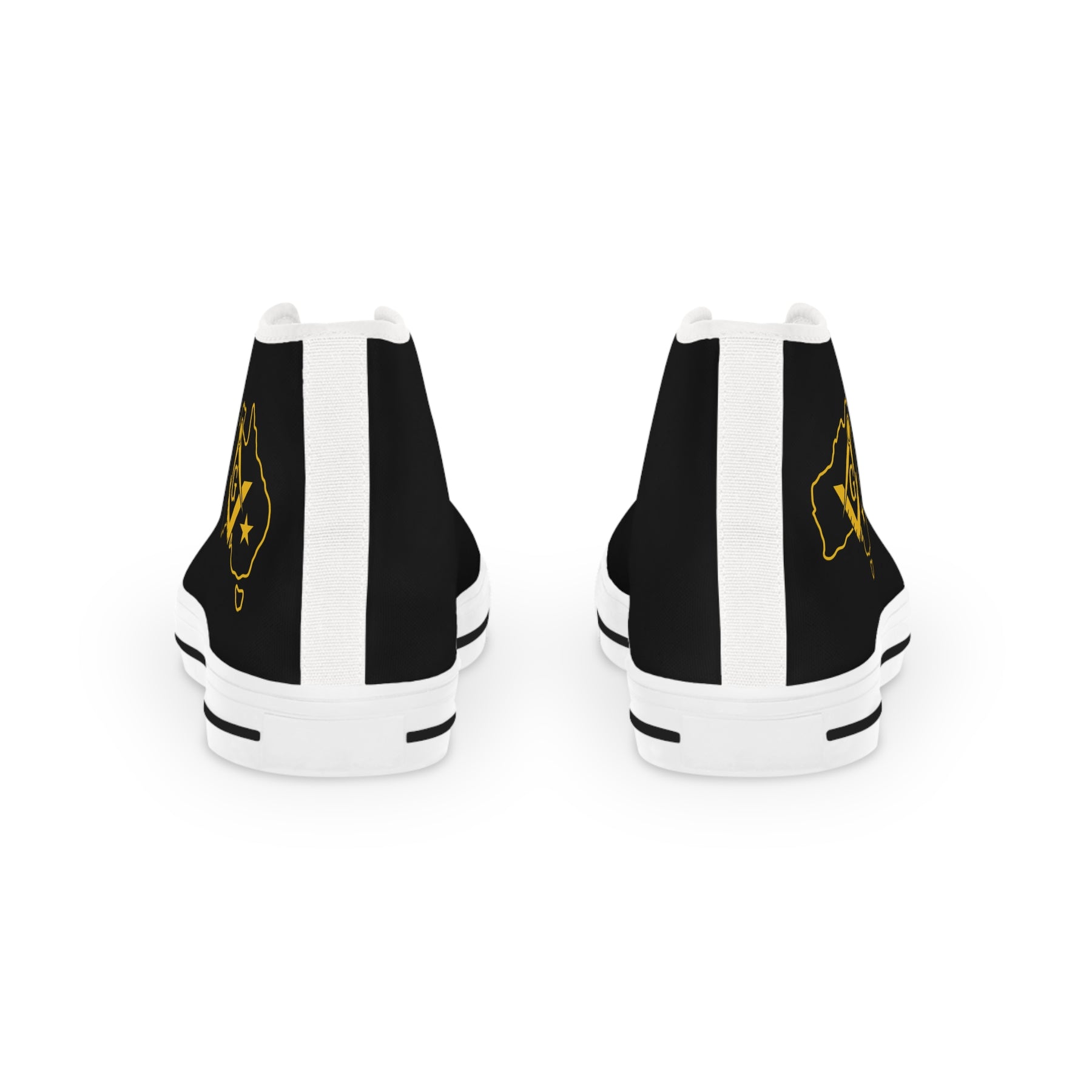 Master Mason Blue Lodge Australia Jurisdiction Sneaker - High Top Black & White Golden Map - Bricks Masons