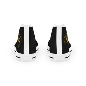 Master Mason Blue Lodge Australia Jurisdiction Sneaker - High Top Black & White Golden Map - Bricks Masons