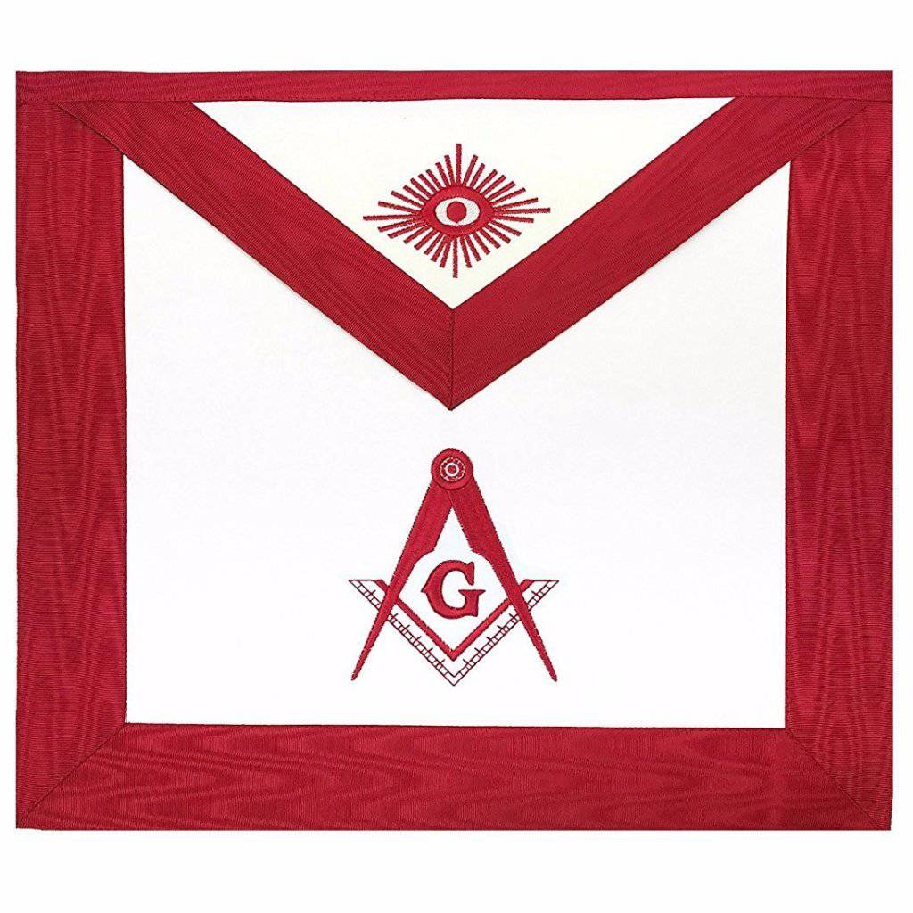 Master Mason Blue Lodge Apron - White & Red Moire