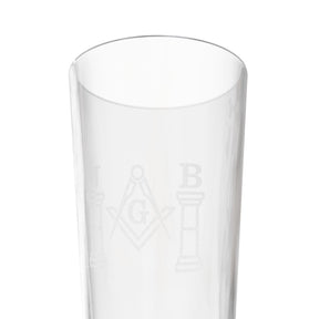 Master Mason Blue Lodge Pint Glass - Square & Compasses G with J&B Pillars