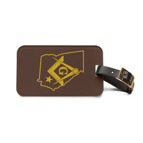Master Mason Blue Lodge Luggage Tag - Georgia Mason With Black Leather Strap - Bricks Masons