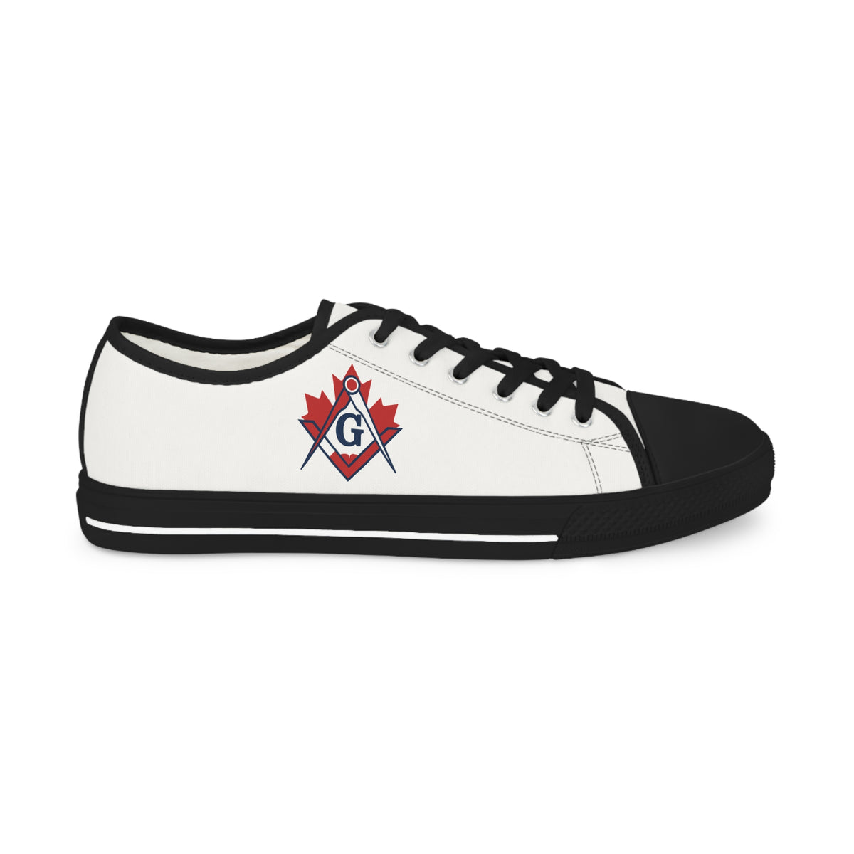 Master Mason Blue Lodge Canada Jurisdiction Sneaker - Low Top Sneaker Black & White S&C Maple Leaf - Bricks Masons