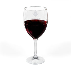 Master Mason Blue Lodge Wine Glass - Square & Compass Forget Me Not - Bricks Masons