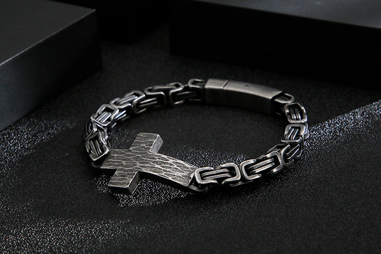 Knights Templar Commandery Bracelet - Steel Color With Cross - Bricks Masons