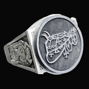 Demon Ring 26 DUKE BUNAS 72 Demons Minor Key of Solomon Goetia In Silver 2.2 cm x 1.8 cm 18 Gr Art 1804 - Bricks Masons