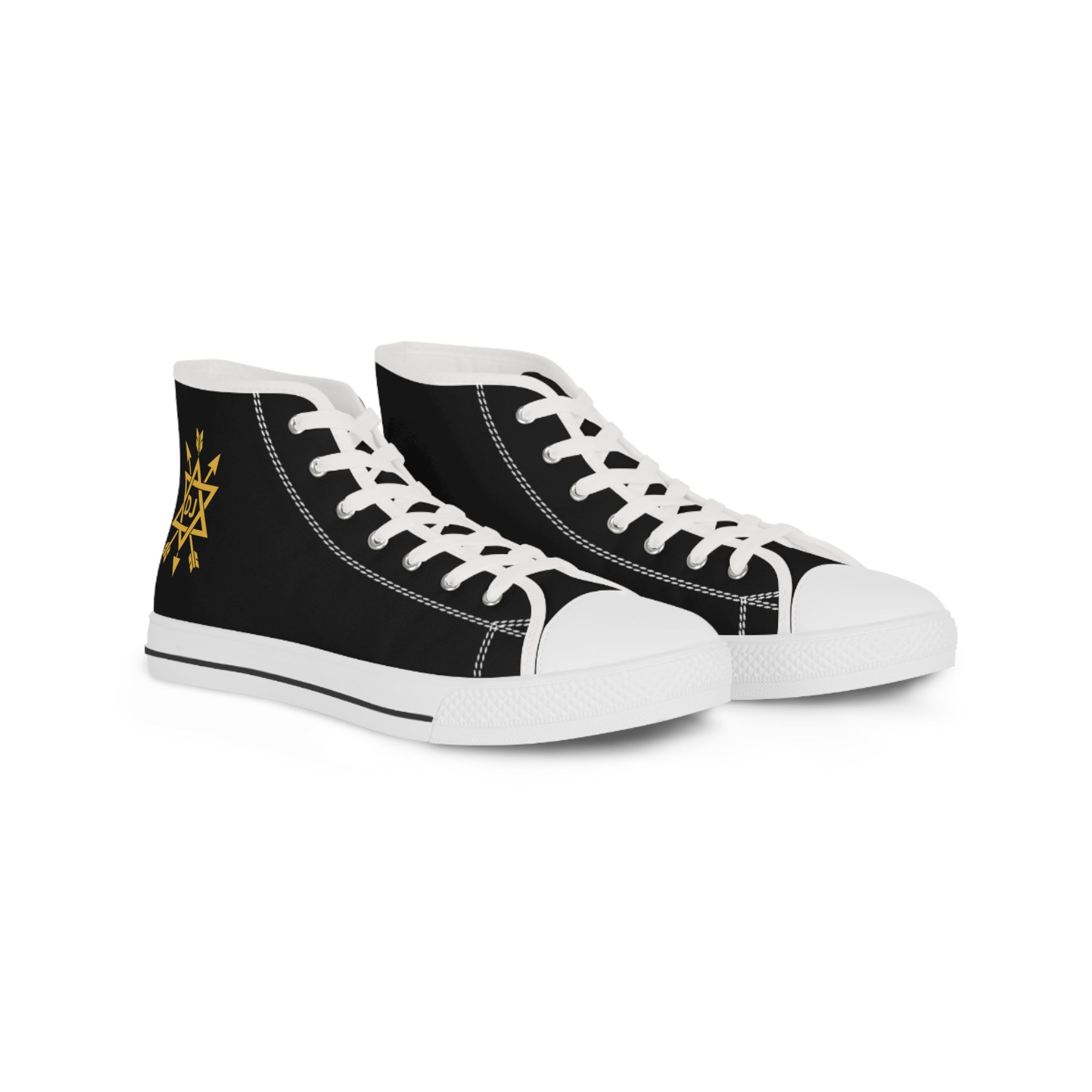Order of the Secret Monitor Sneaker - High Top Black & White Golden Emblem - Bricks Masons
