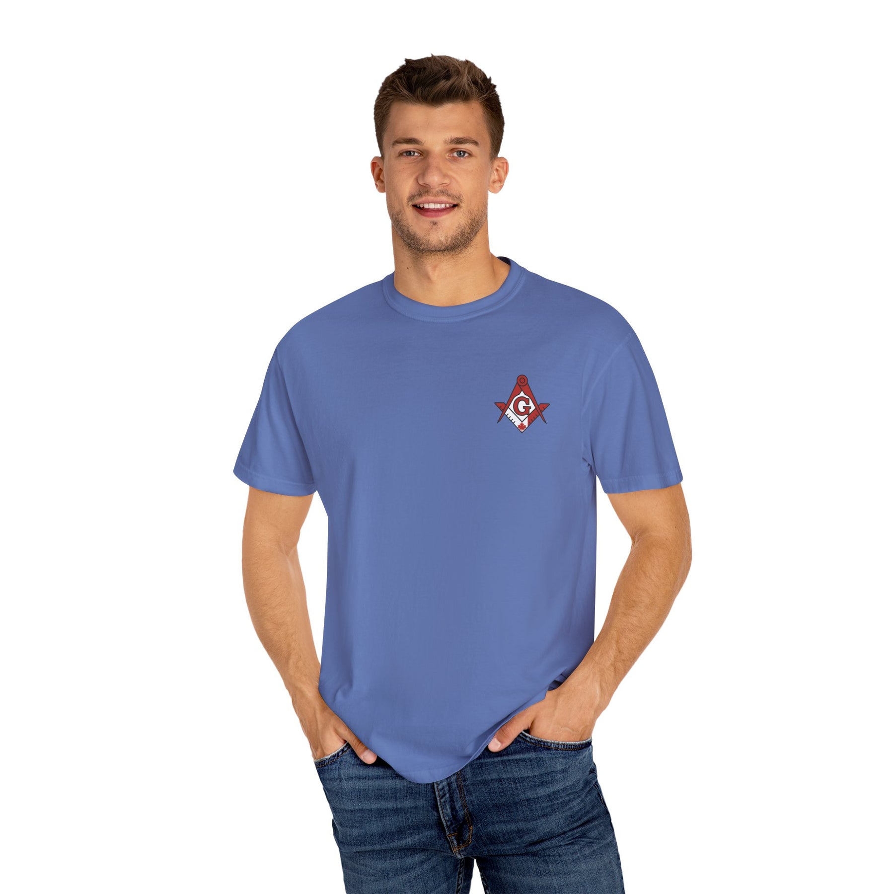 Master Mason Blue Lodge Canada Jurisdiction T-Shirt - Garment-Dyed Tee Various Colors - Bricks Masons