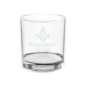 Master Mason Blue Lodge Whiskey Glass - Square & Compass G Refreshment On The Level - Bricks Masons