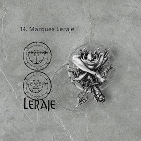 Demon Pendant 14 MARQUIS LERAJE and Secret Seal of Solomon 72 Demons Lesser Key of Solomon Goetia In Silver 3 x 2.5 cm 12 Gr Art 1873 - Bricks Masons