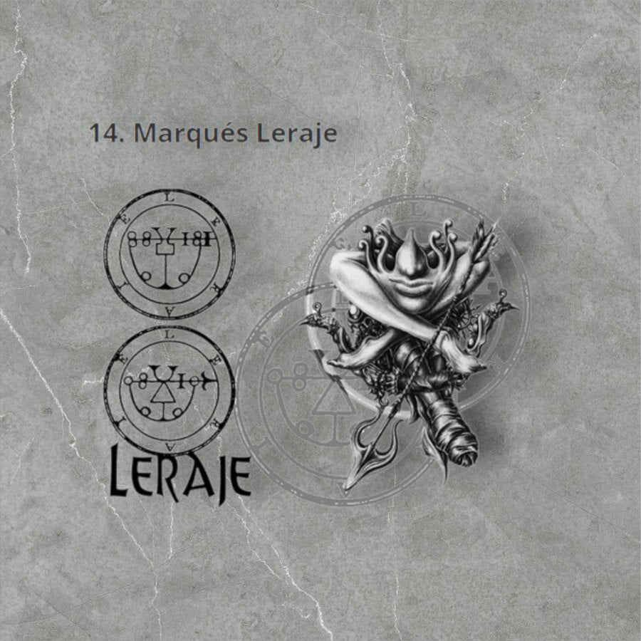 Demon Pendant 14 MARQUIS LERAJE and Secret Seal of Solomon 72 Demons Lesser Key of Solomon Goetia In Silver 3 x 2.5 cm 12 Gr Art 1873 - Bricks Masons