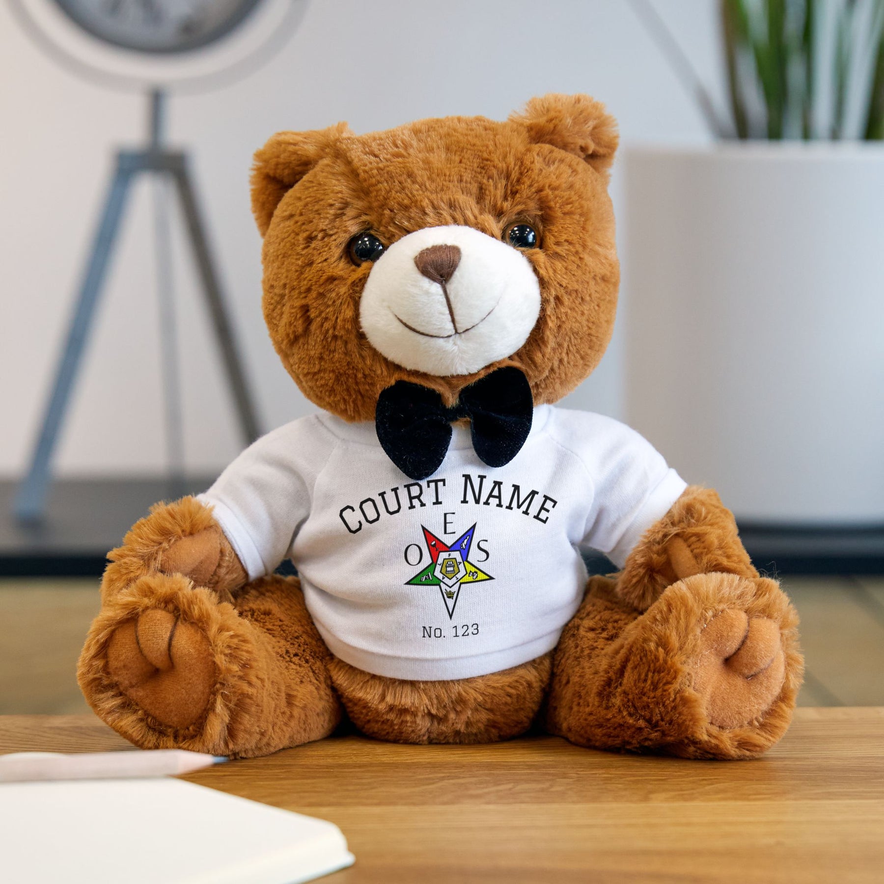 OES Teddy Bear - Personalized Plushie Court Name & Number - Bricks Masons