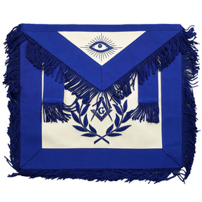 Master Mason Blue Lodge Apron - Blue with Embroidery & Fringe