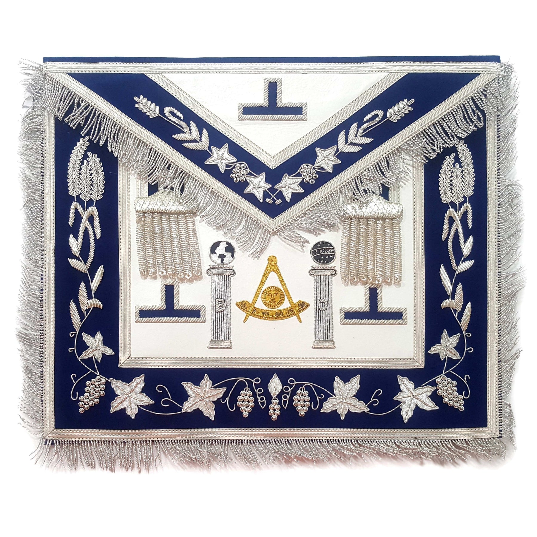 Past Master Blue Lodge California Regulation Apron - Gold & Silver