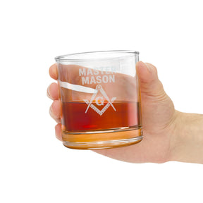 Master Mason Blue Lodge Whiskey Glass - Square & Compass with G - Bricks Masons