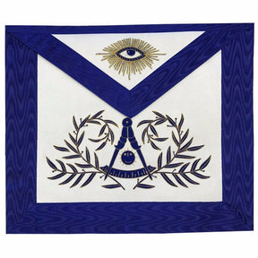 Past Master Blue Lodge Apron - Bullion Blue & Gold Hand Embroidery