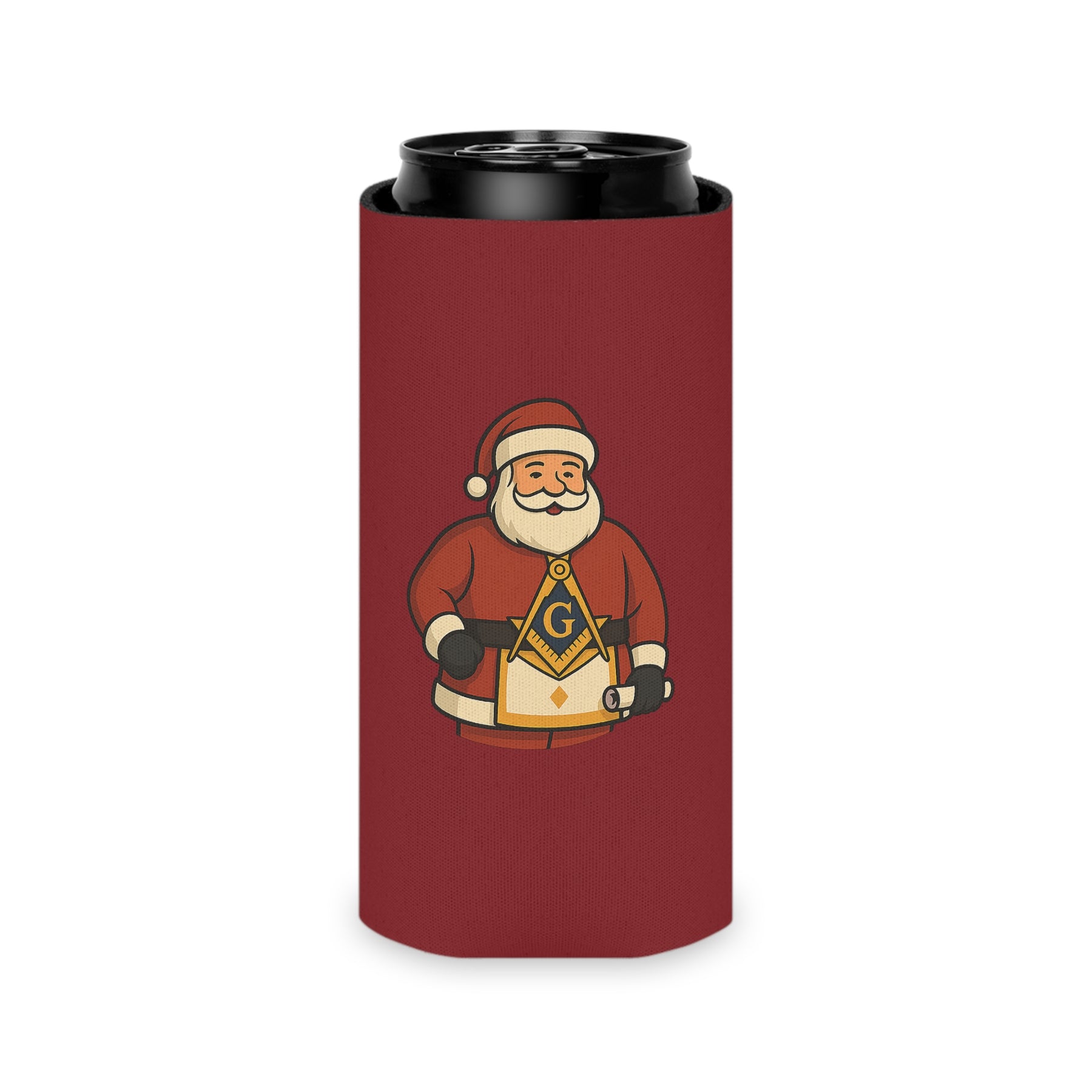 Master Mason Blue Lodge Can Cooler - Square & Compass G Christmas Edition - Bricks Masons