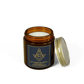 Master Mason Blue Lodge Candle - Let There Be Light Scented Coconut Apricot Wax - Bricks Masons