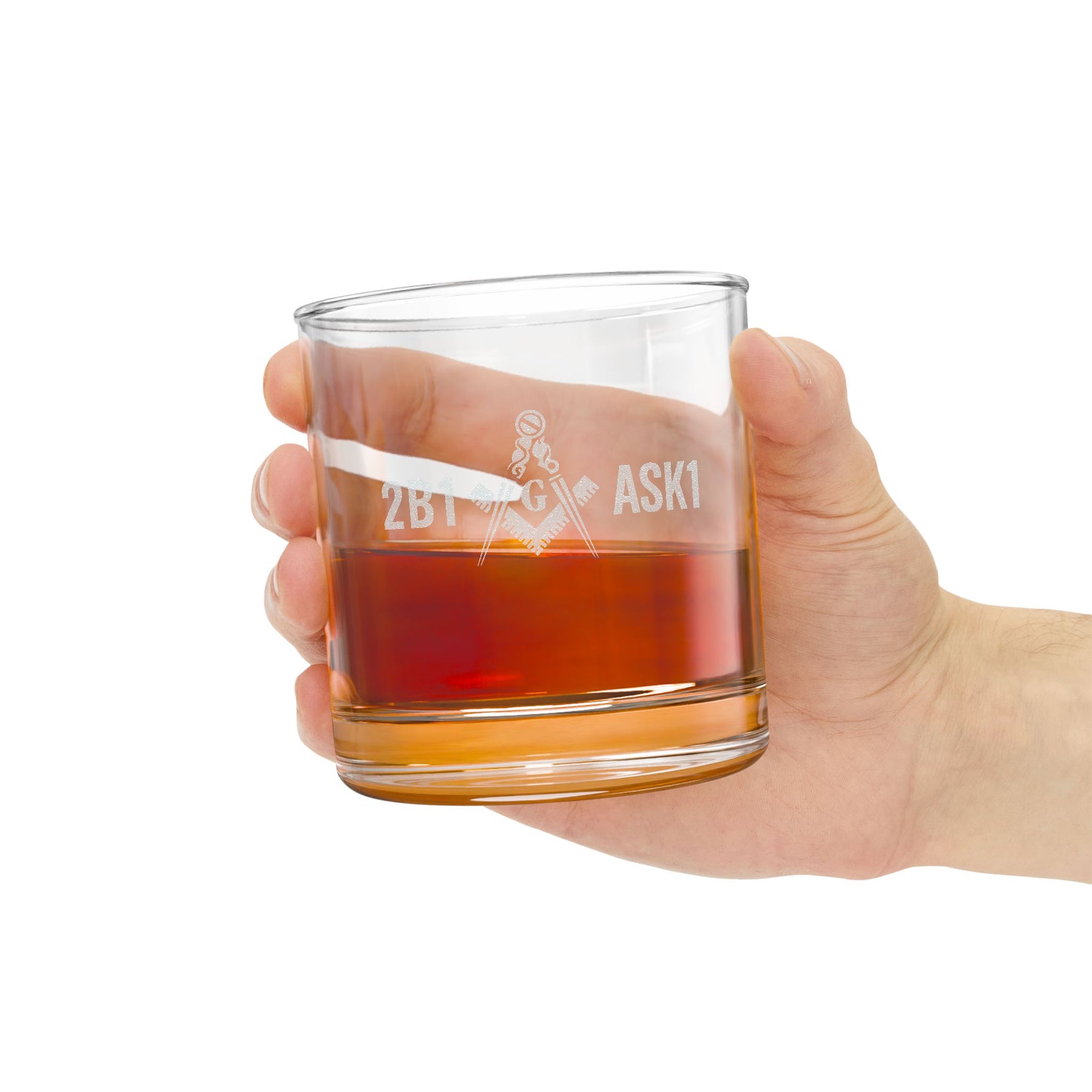 Master Mason Blue Lodge Whiskey Glass - 2B1ASK1 Square & Compasses G - Bricks Masons