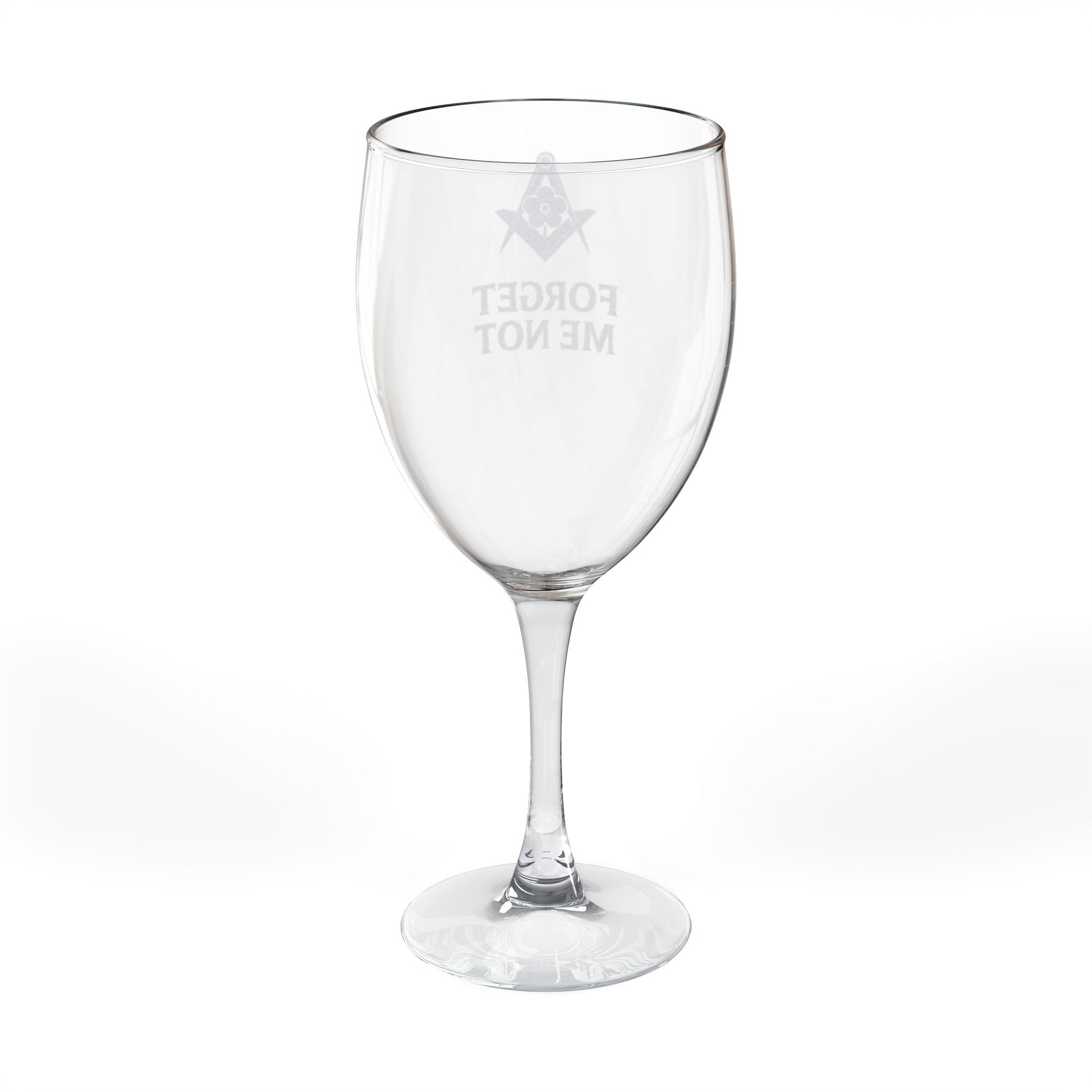 Master Mason Blue Lodge Wine Glass - Square & Compass Forget Me Not - Bricks Masons
