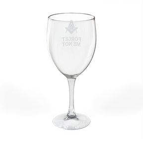 Master Mason Blue Lodge Wine Glass - Square & Compass Forget Me Not - Bricks Masons