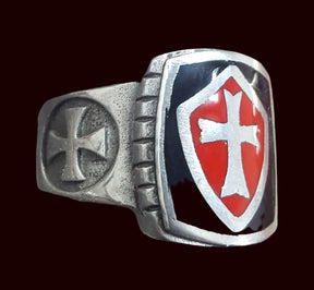 Knights Templar Ring Silver 1.7 cm enamelled Art 282 - Bricks Masons