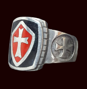 Knights Templar Ring Silver 1.7 cm enamelled Art 282 - Bricks Masons