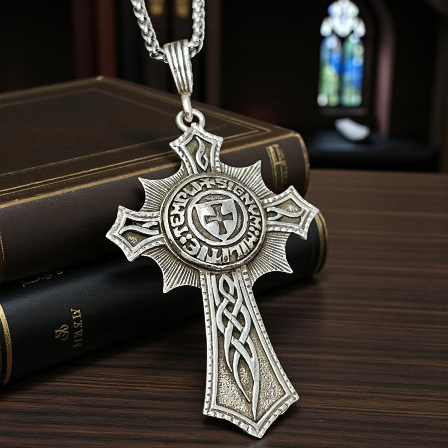 Knights Templar Cross Pendant, Silver, 5.5 cm, 10 g, Art. 295 - Bricks Masons