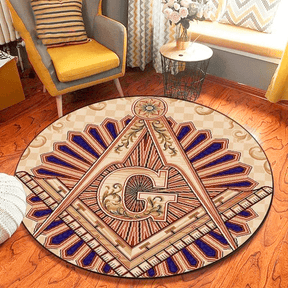 Master Mason Blue Lodge Rug - Square and Compass G Round