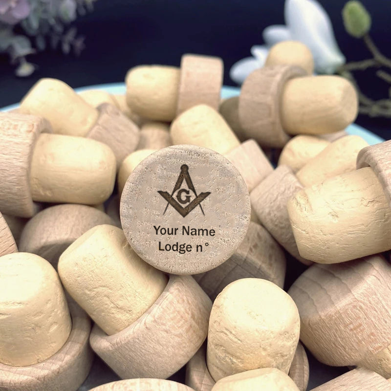 Master Mason Blue Lodge Wine Stopper - Customized Wood - Bricks Masons