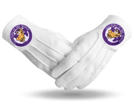 Elks of the World Gloves - White Cotton Buck and Doe - Bricks Masons