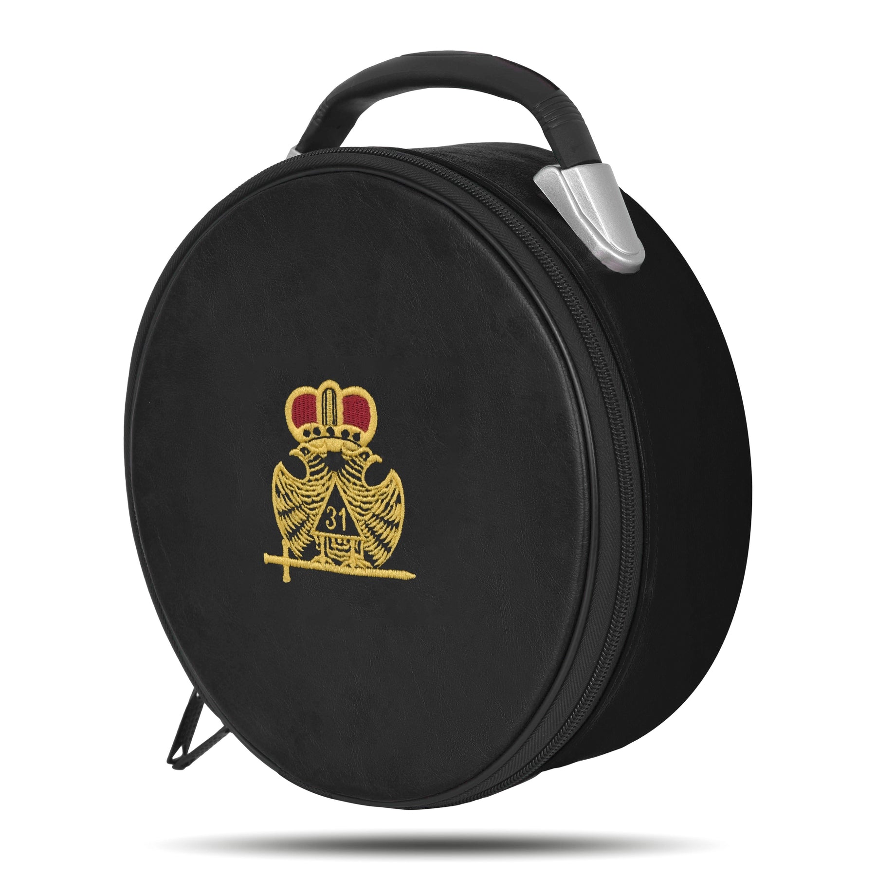 31st Degree Scottish Rite Crown Cap Case - Double Eagle Black Machine Embroidery - Bricks Masons