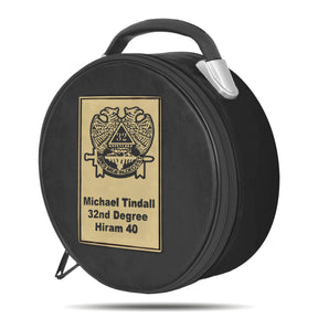 32nd Degree Scottish Rite Crown Cap Case - Double Eagle Machine Embroidery With Metal Plate - Bricks Masons