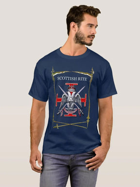 32nd Degree Scottish Rite T-Shirt - Cotton O-Neck Double Headed Eagle - Bricks Masons
