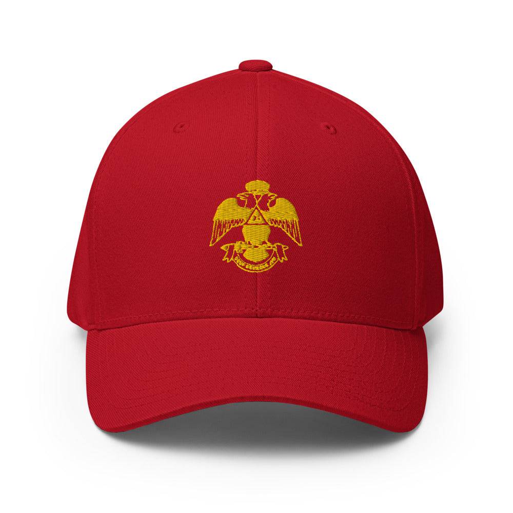 33rd Degree Scottish Rite Baseball Cap - Wings Down Golden Embroidery - Bricks Masons