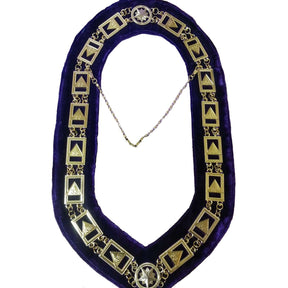 33rd Degree Scottish Rite Chain Collar - Gold Plated on Purple Velvet - Bricks Masons