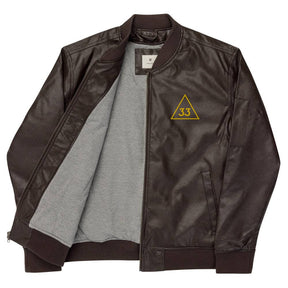 33rd Degree Scottish Rite Jacket - Leather Golden Embroidery - Bricks Masons