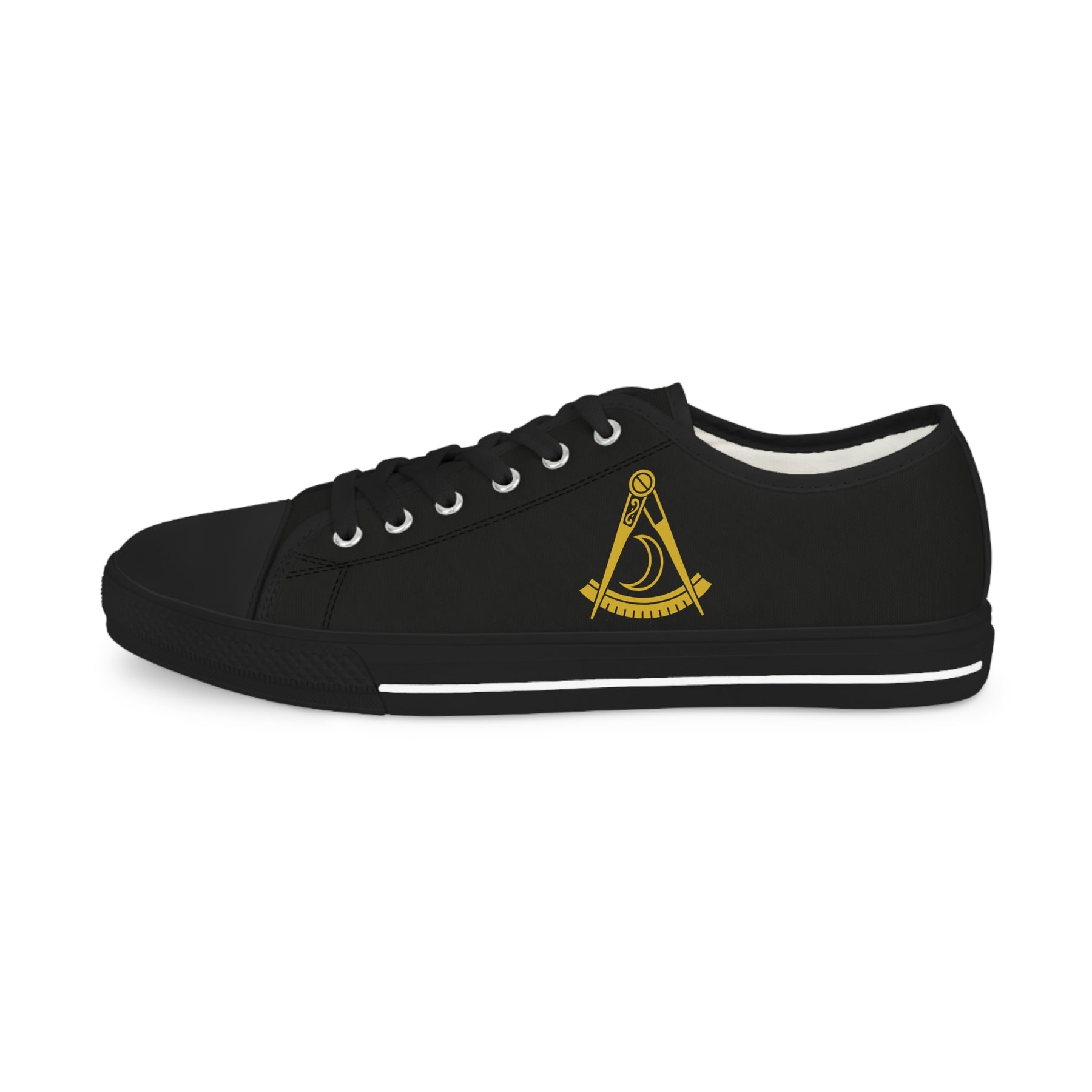 District Deputy Grand Master Blue Lodge Sneaker - Low Top Sneaker Black & White Gold Emblem - Bricks Masons