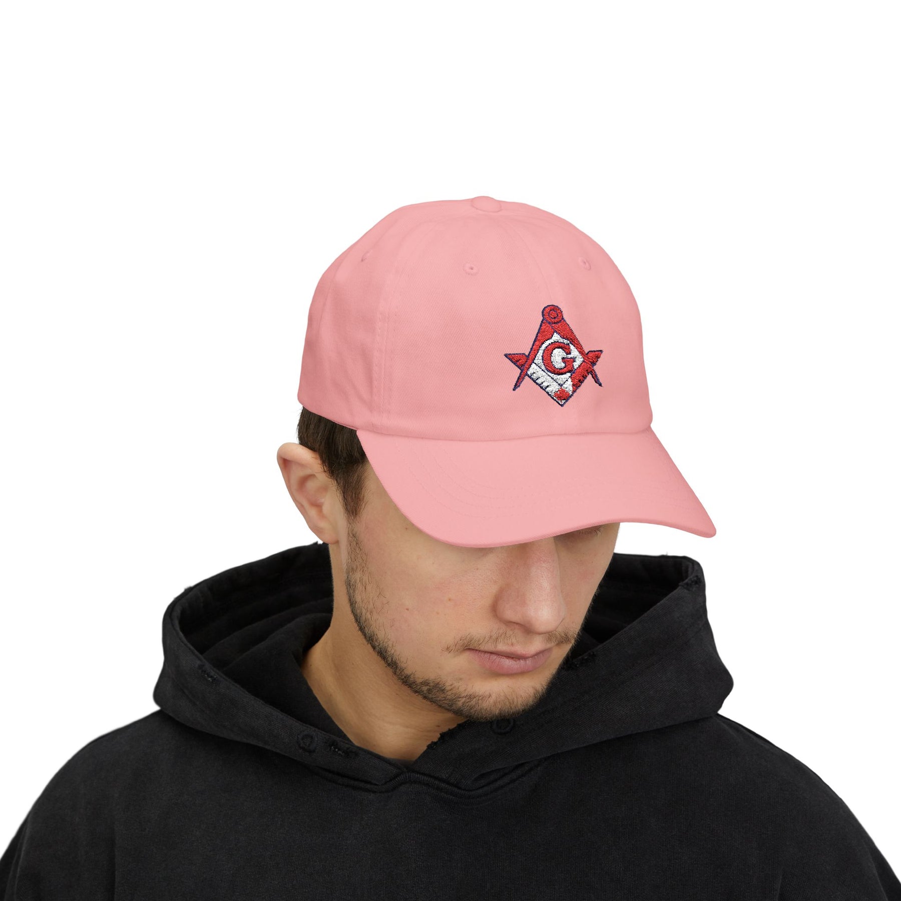 Master Mason Blue Lodge Canada Jurisdiction Baseball Cap - Red & White Square & Compass G - Bricks Masons