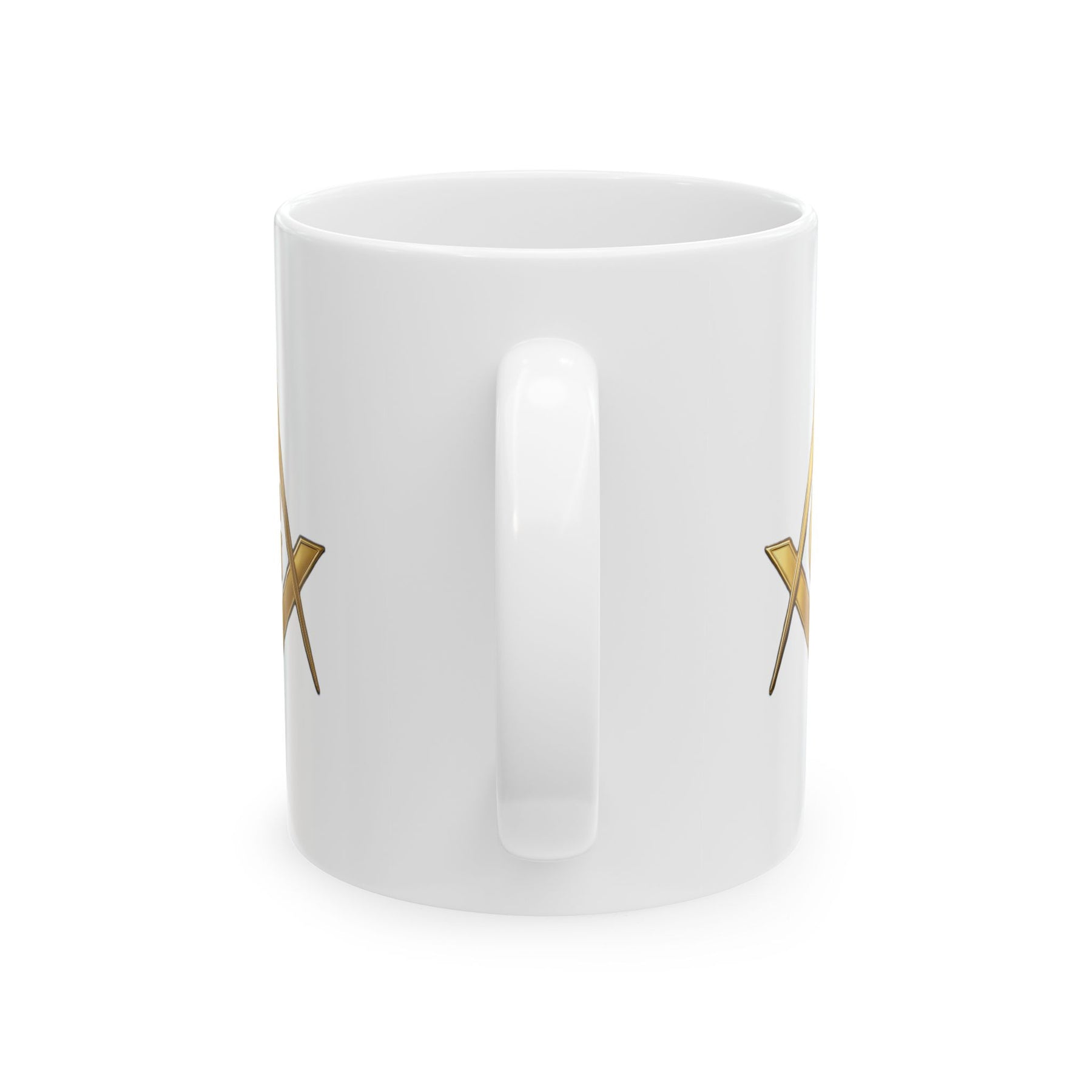Master Mason Blue Lodge Mug - White with Gold Square & Compasses G - Bricks Masons