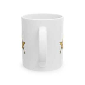 Master Mason Blue Lodge Mug - White with Gold Square & Compasses G - Bricks Masons