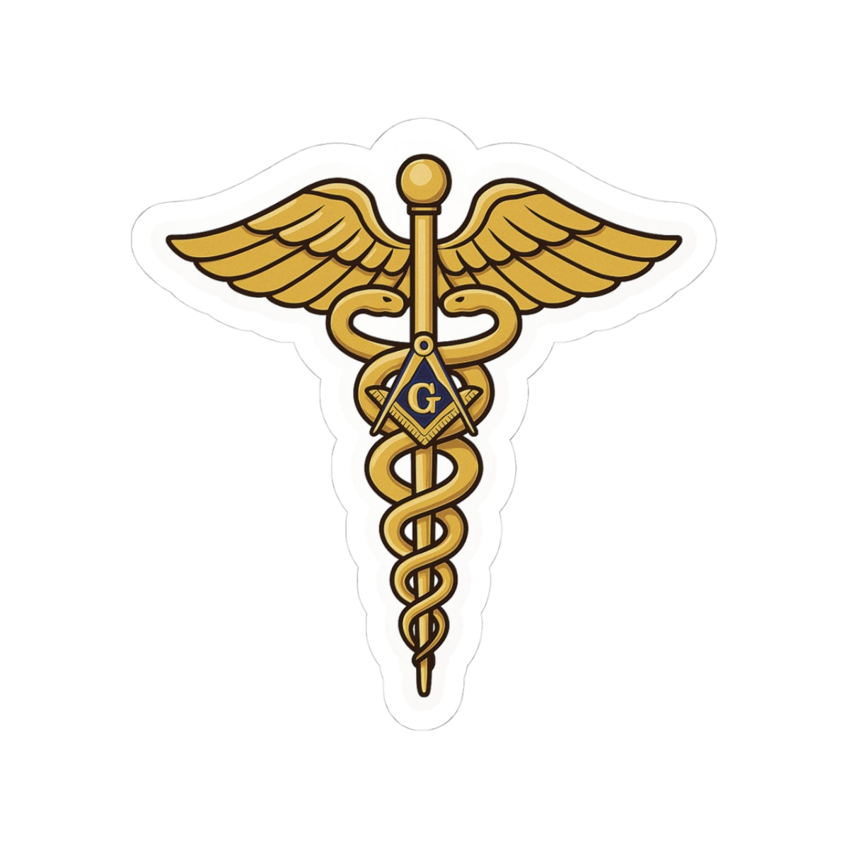 Master Mason Blue Lodge Sticker Decal - Kiss-Cut Gold Medical Doctor - Bricks Masons