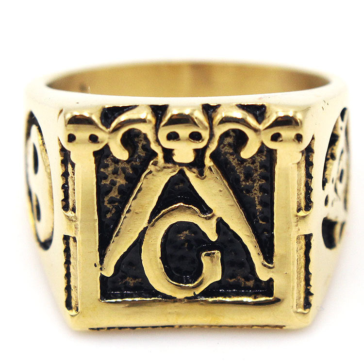 Master Mason Blue Lodge Ring - Gold And Silver With Skulls - Bricks Masons